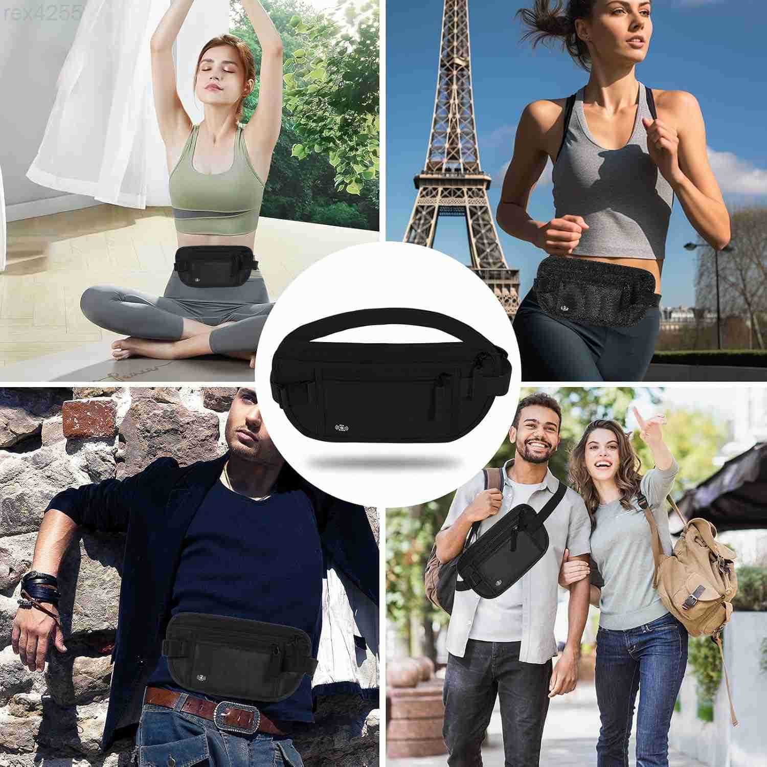 Money Belt For Travel Women Men Hidden Rfid Passport Holder For Travel BlackW250912