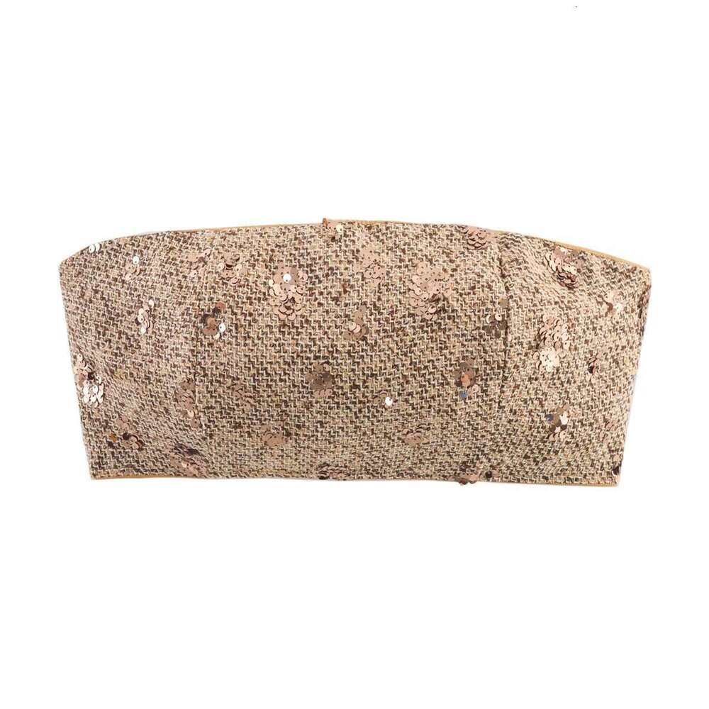 DHEssentials 2025 New Fashionable Elegant Women's Clothing Small Fragrance Style Sequin Embellished Strapless Two-Piece Set