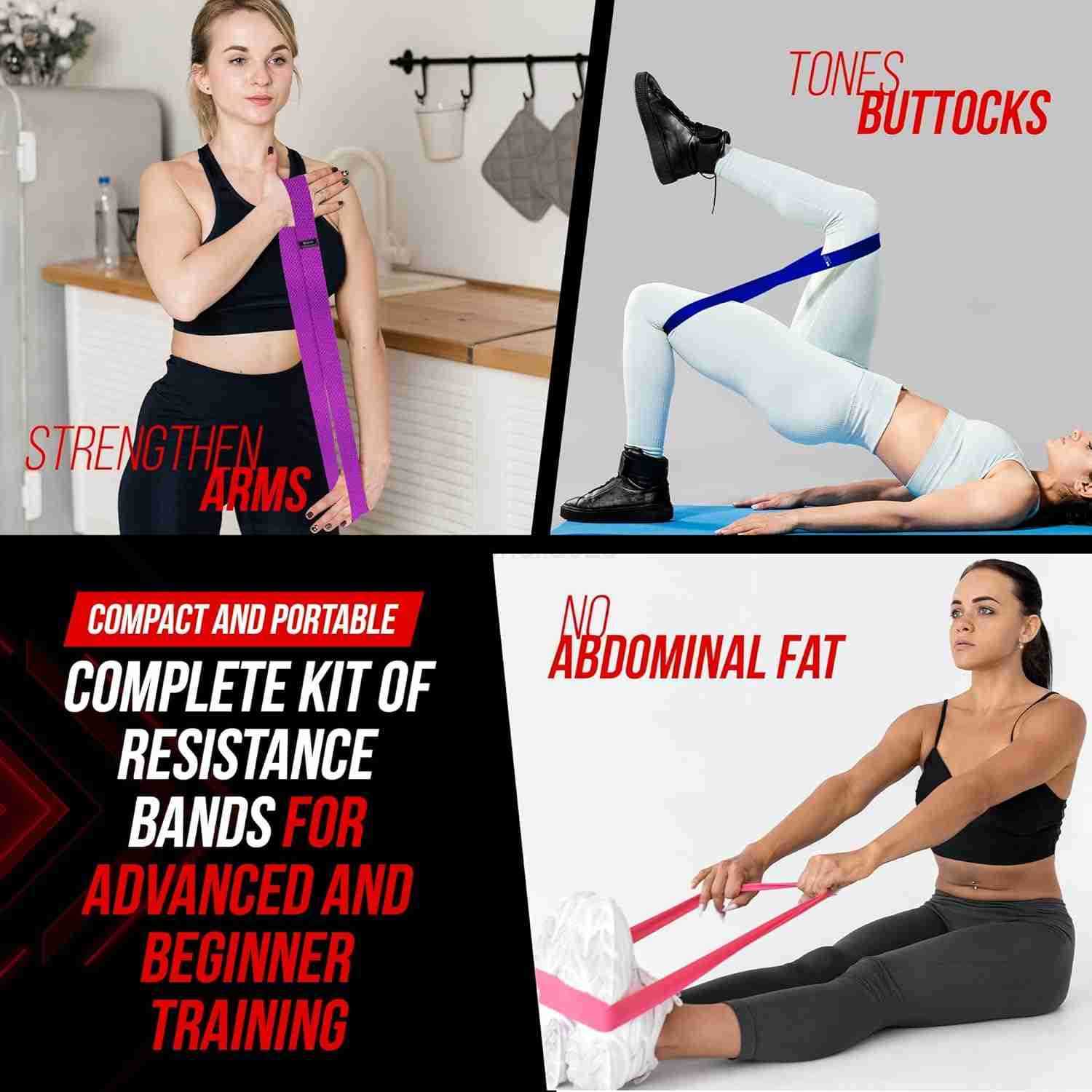 Resistance Bands Elastic Yoga Exercise Band Gym Home Fitness Workout Fabric and Rubber Stretch Band W250912