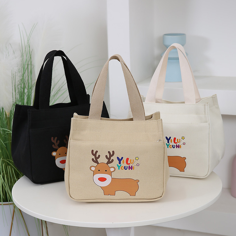 Canvas Tote Bag Compact Luxury Bag Versatile Office Lunch Bag Free Shipping New Style Designer Bag Student Large Capacity Lunch Box Bag Simple Handbag