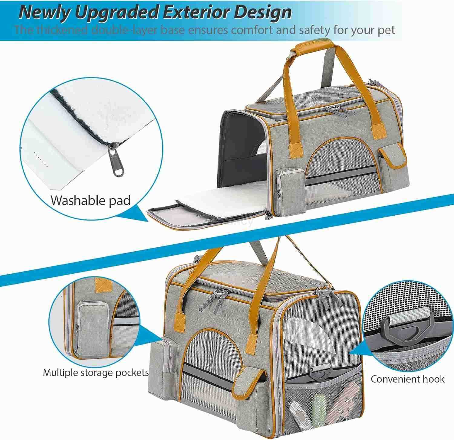 18x11x11 Inches Cat Carrier Fits Pets Up to 17 lbs AntiCollapse Design Multiple Storage Pockets Cat Carrier Soft Ideal for Medium Cats Puppy Rabbits a