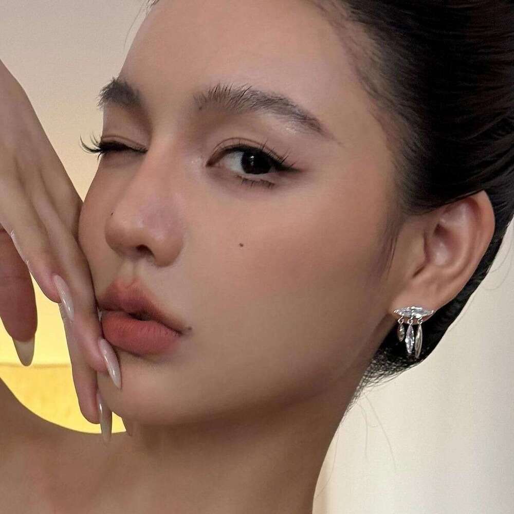 Simple and Elegant Exquisite Horse Eye Round Zircon Hoop for Women Summer Cool Feeling Stud Earrings