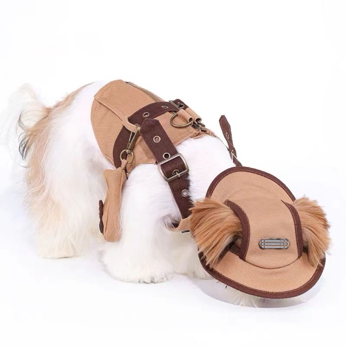 2025 new Designer Retro Dog Strap Jacket, Pet Cotton Workwear Jacket Clothes with Double D-ring, Puppy Costumes Outfits for Chihuahua Yorkie