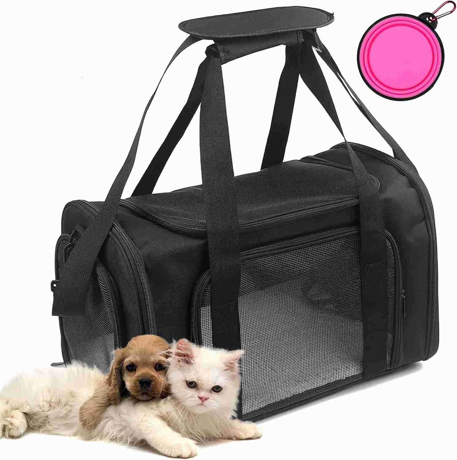 Pet Carrier Bag for Dog CatPortable Pet Bag Folding Fabric Pet Travel Carrier Pet Cage for Small DogCollapsible Puppy Messenger Pet Bags Airline Appro
