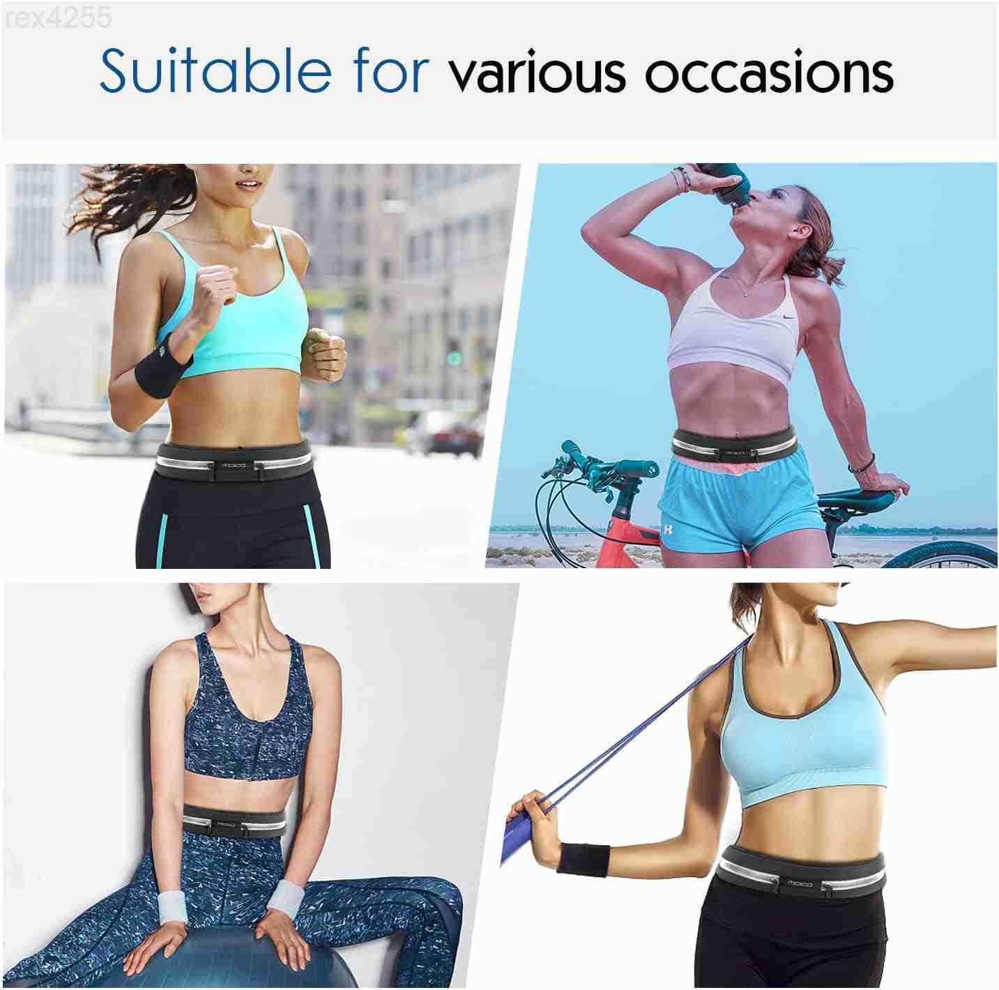 Sports Running BeltOutdoor Dual Pouch Sweatproof Reflective Slim Waist PackFitness Workout Belt Fanny Pack Compatible with iPhone 1111 Pro MaxXXrXs Ma