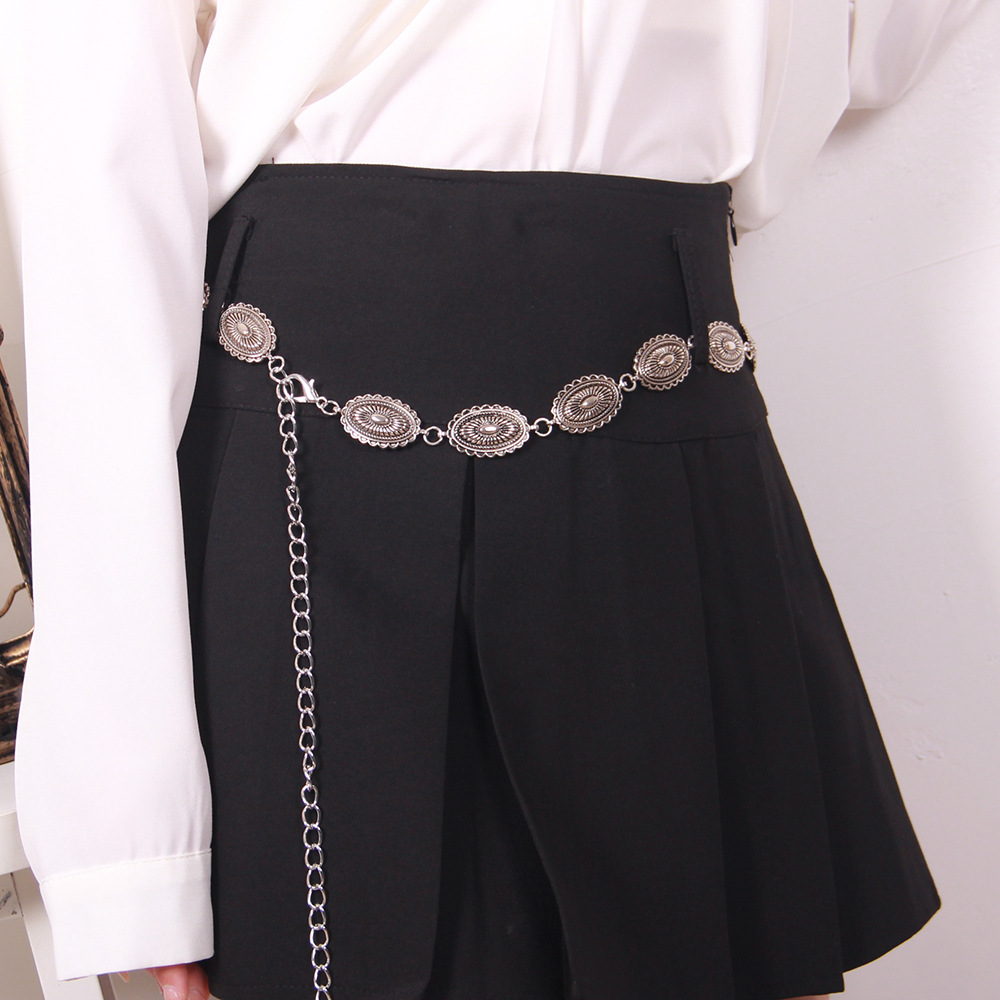 Retro Bohemian Metal Waist Chain Women's Western Metal All-match Sweater Denim Chain Belt Chain Waist Seal Trend