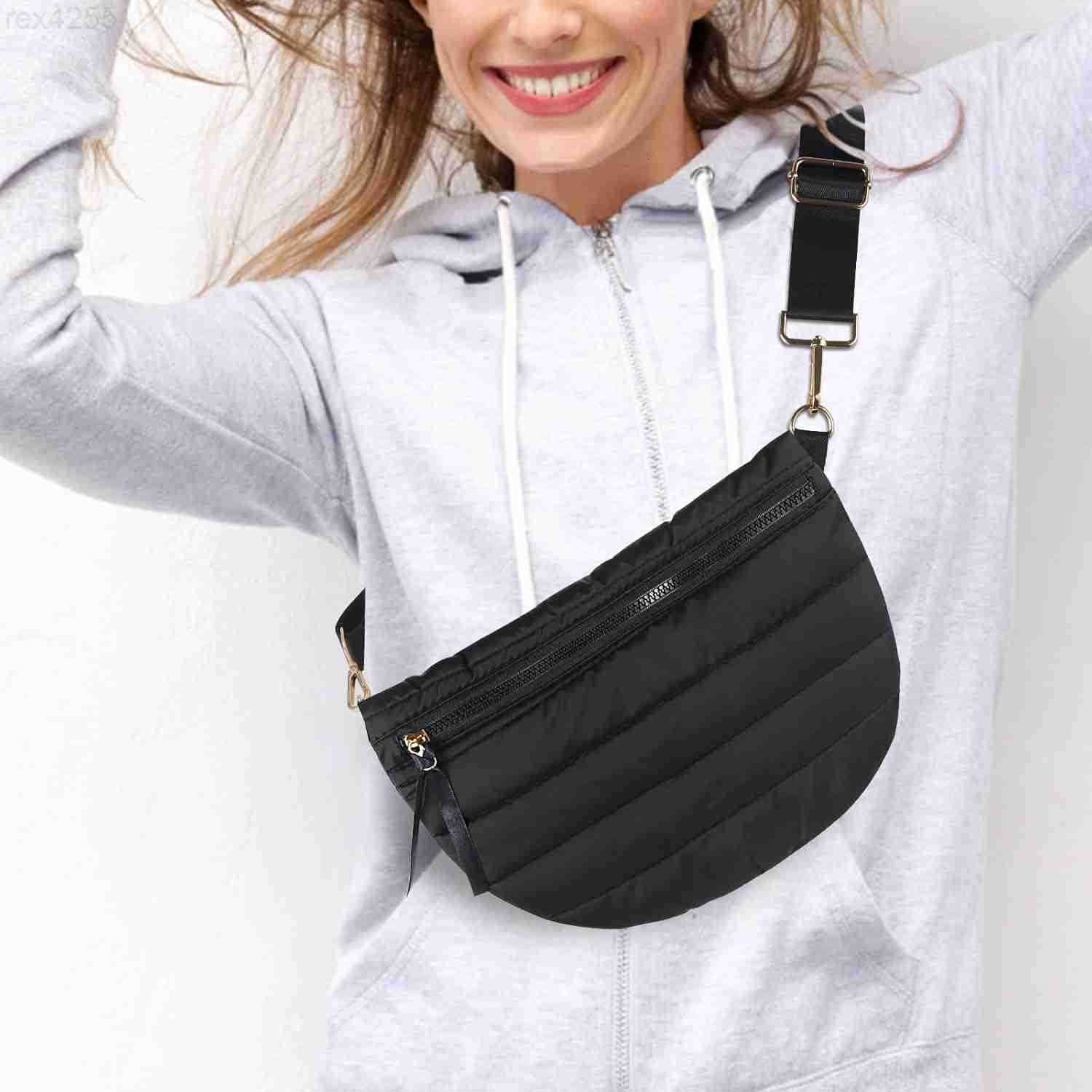 Crossbody Bags for Women Puffer Fanny Pack Sling Bag Puffy Chest Belt Bum Waist Crossbody Purse Bags Quilted Shoulder Bag for WomenW250912