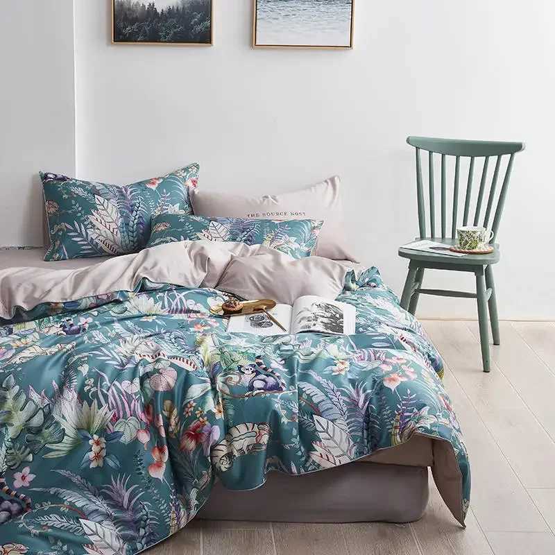 2024 new 60 count long staple cotton digital printing four piece set Cover Bed sheet set Fitted sheet C250912