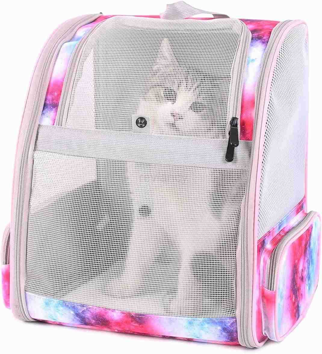 Backpack for CATs and Small Dogs Fully Breathable Vented Backpack for Kitten Bunny Airline Approved Travel Hiking Camping CAT Book Bag Blue Ventilatio