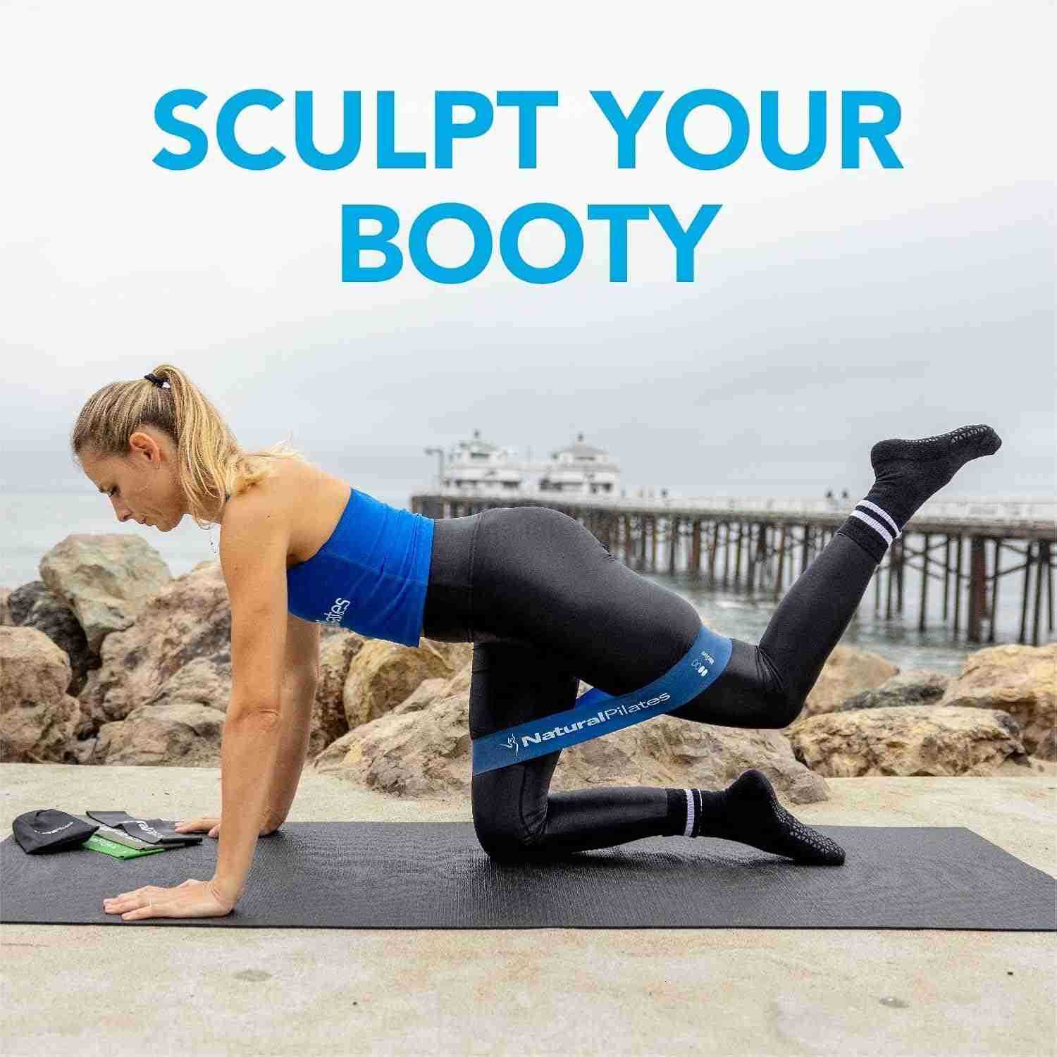 Natural Pilates 4Level Booty Bands for Working Out Elastic Glute Bands for Butt Resistance Bands for Legs and Butt Workout Exercise Butt Bands Set wit