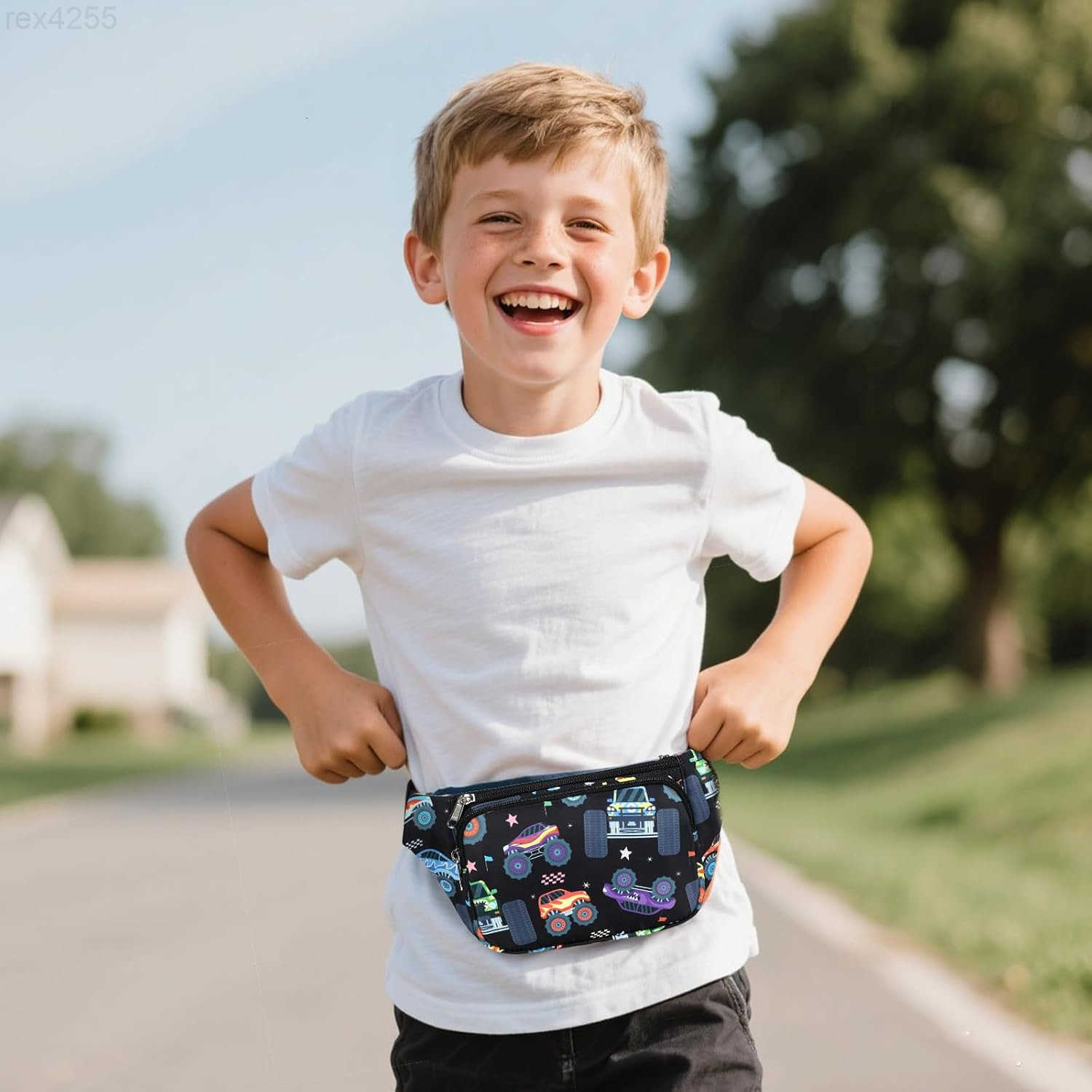 Fanny Pack Belt Bag Boys Crossbody Bag Waist Pack Hip Pack Boys Lightweight Chest Bag Monster Truck BlackW250912