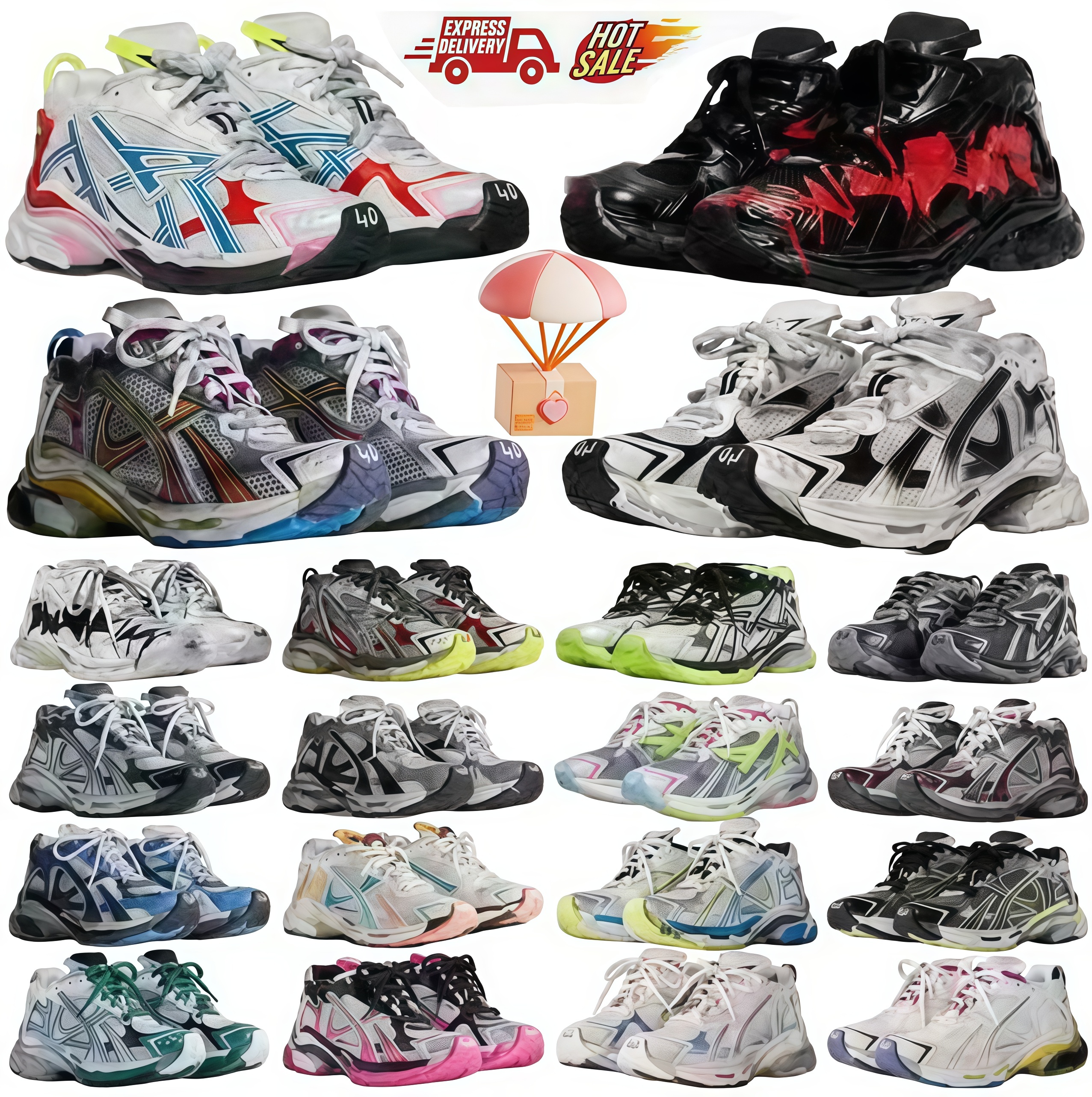 with box designer luxury sneakers track runner 7.0 7.5 3.0 platform brand all black white multicolor pink blue grey ancien daddy men women trainers tennis shoes size 35-46