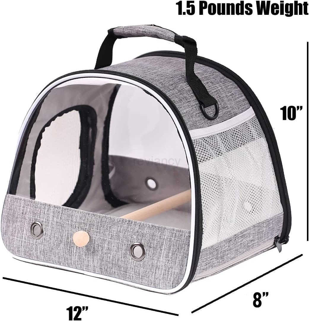 Small Bird Travel Carrier Portable Bird Travel Carrier for Parakeet Parrot Budgie Guinea Pig Bearded Dragon Reptile Carrier for Hiking Vet Visit Bicyc