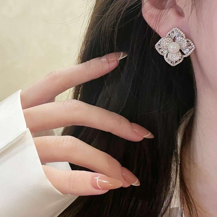 FRIDAY JEWELRY Pearl French Style Light Elegant Flower Earrings Studs Sier Needle