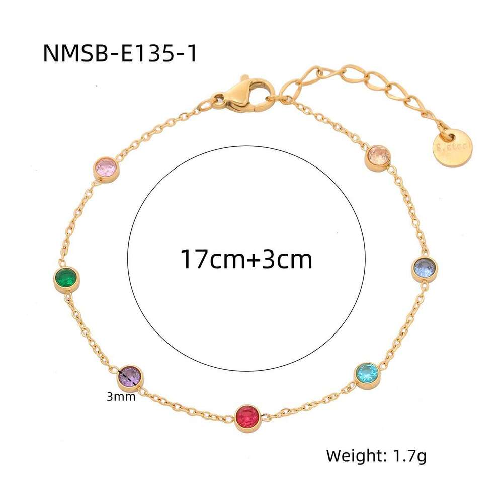INS Internet Celebrity Trend New Exquisite Round Colored Dia Titanium Steel Bracelet for Women Niche Design Light Vacuum Gold Plating