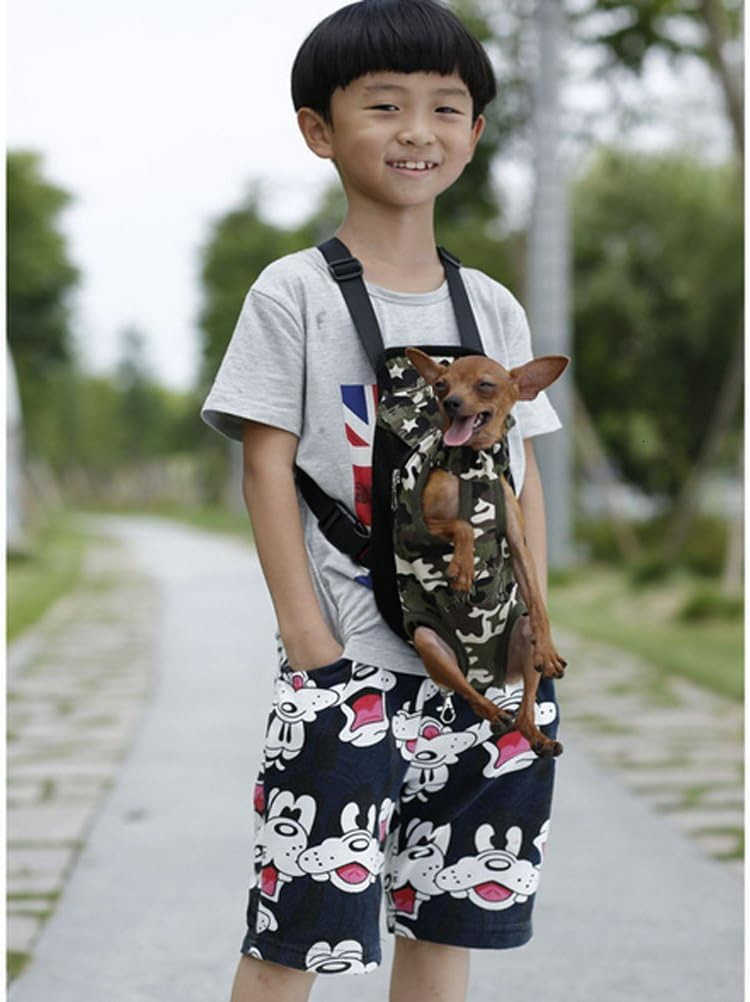 Pet Dog Puppy Cat Carrier Five Holes Backpack Double Shoulder Straps Canvas Cotton Front Chest Backpack BagLeopard SmallW250912