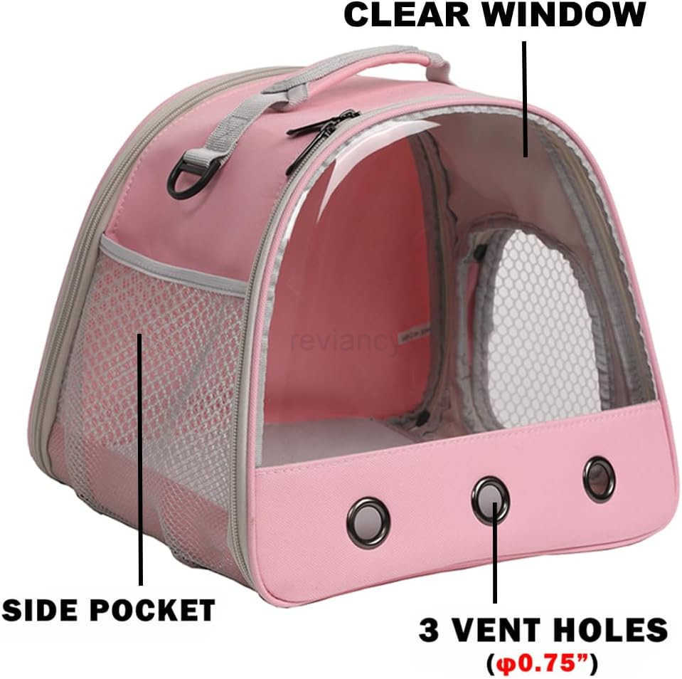 Pig Carrier Clear Bubble Window for Guinea Pig Bunny Rat Bird Pink BackpackW250912