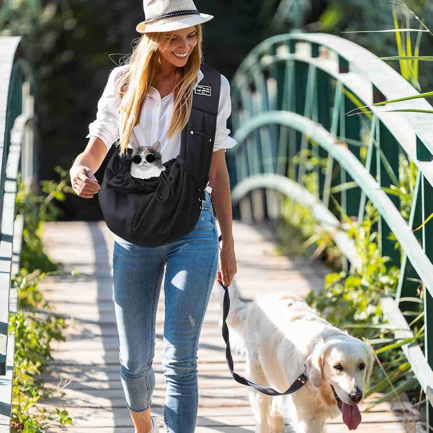 Dog Carrier Sling Cat Sling Carrier Small Dog Sling Carriers for 015 lbs Hands Free Puppy Carrier Sling Crossbody Pet Carrier for Travel Breathable Pa