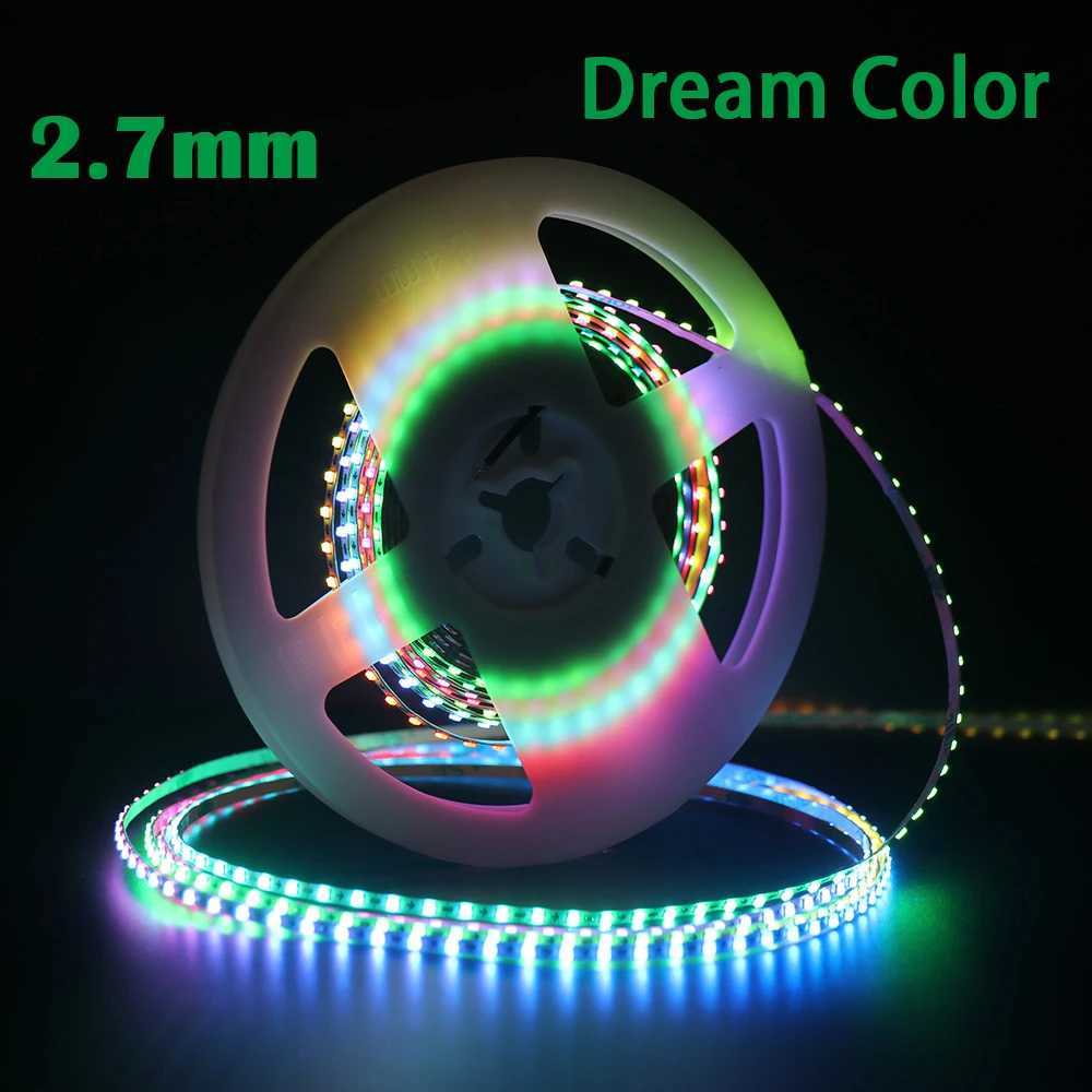 27mm Super Thin Led Strip Lights 2812b RGB Strip Dream Color DC5V12V Flexible Diode Decor Room Pixel 160LEDs C250912