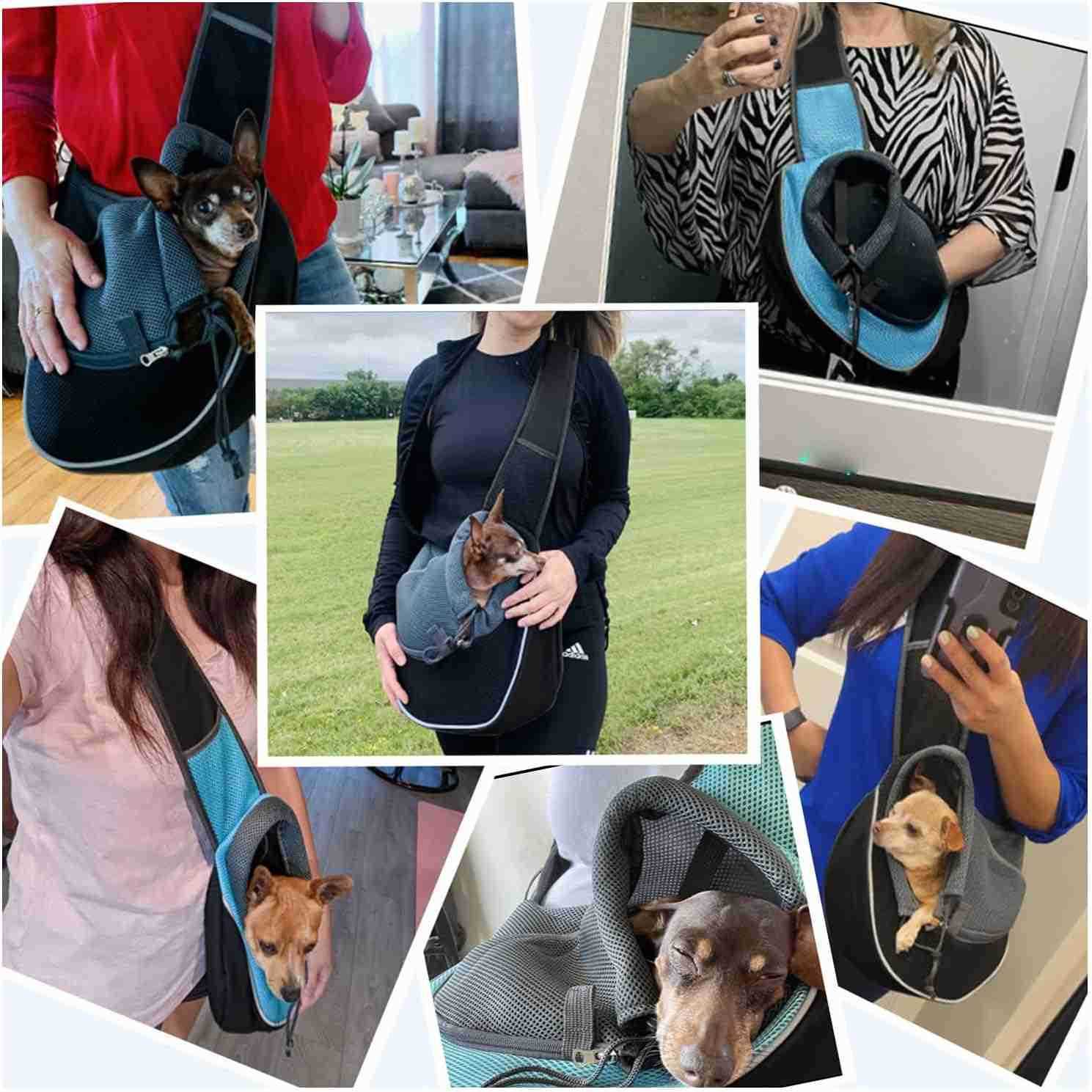 Pet Dog Sling Carrier Puppy Pet Slings Bag for Small Dogs Cats Satchel Carriers Breathable Mesh Hand Free with Adjustable Strap Doggie Crossbody for O
