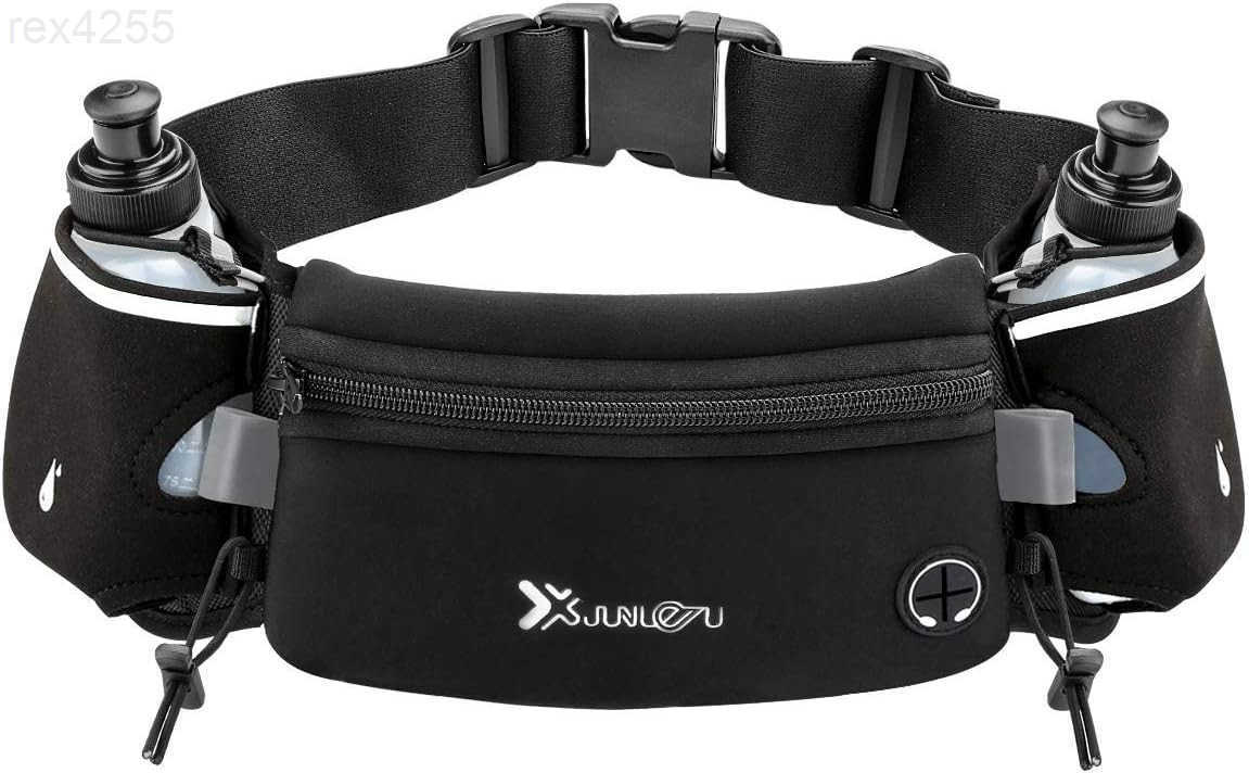 Running Belt with Water Bottles2 x 175ML Hydration Belt Waterproof Waist Pack Bag Fits iPhones Adjustable Sports Waist Pouch for Marathon Running Hiki