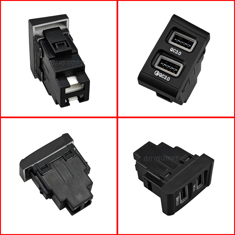 Black LED Car Charger With Dual QC3.0 USB Socket Charging Power Adapter Button For Modern Elantra