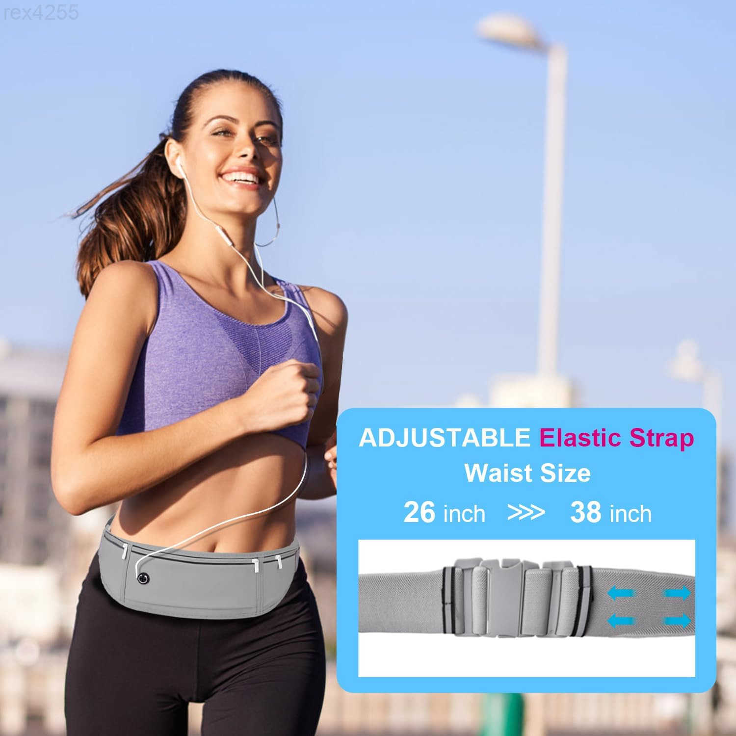 Slim Running Belt for Women MenRunners Fanny Pack Phone HolderMoney BeltRunning Gear Accessorieswith 3 PocketsBlackW250912