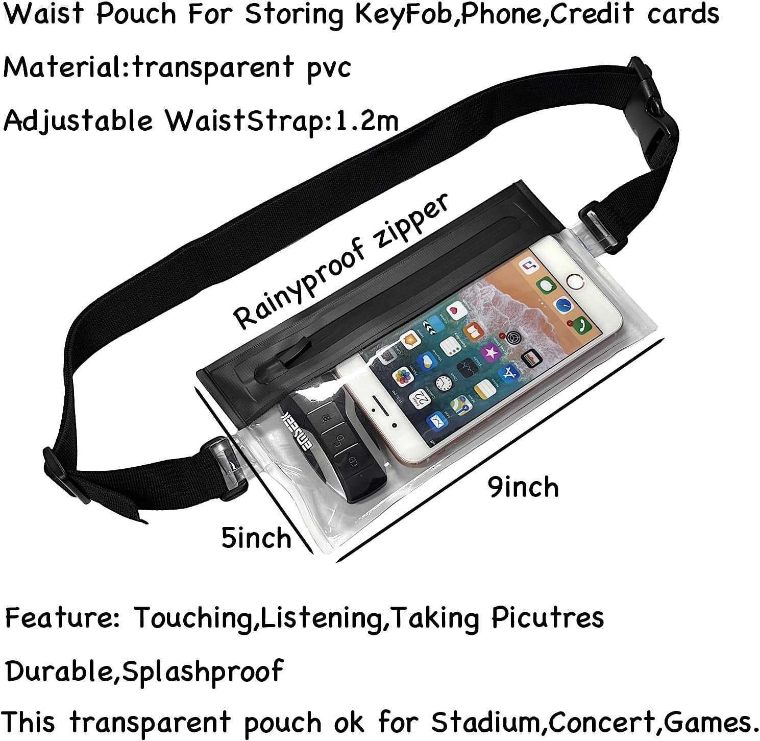 Small Crossbody Bag Travel Fanny Pack Water Resistant Chest Bag Waist Pouch for Biking Running Walking Workout Sports Event ClearW250912