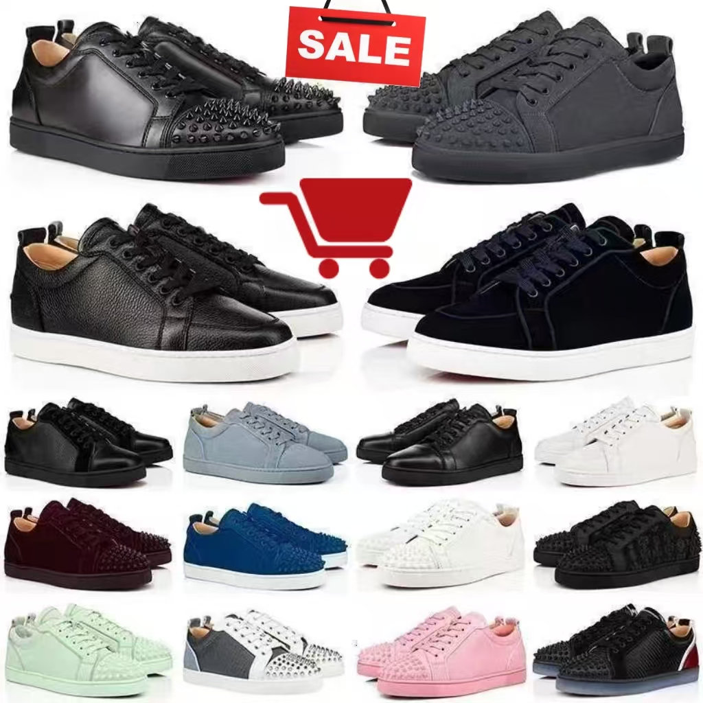 Designer shoes Low Dress Shoes Mens Casual Glitter Grey Rivets Leather Suede Camo Green Men Women Fashion Spikes Office Career Wedding Trainers Sneakers