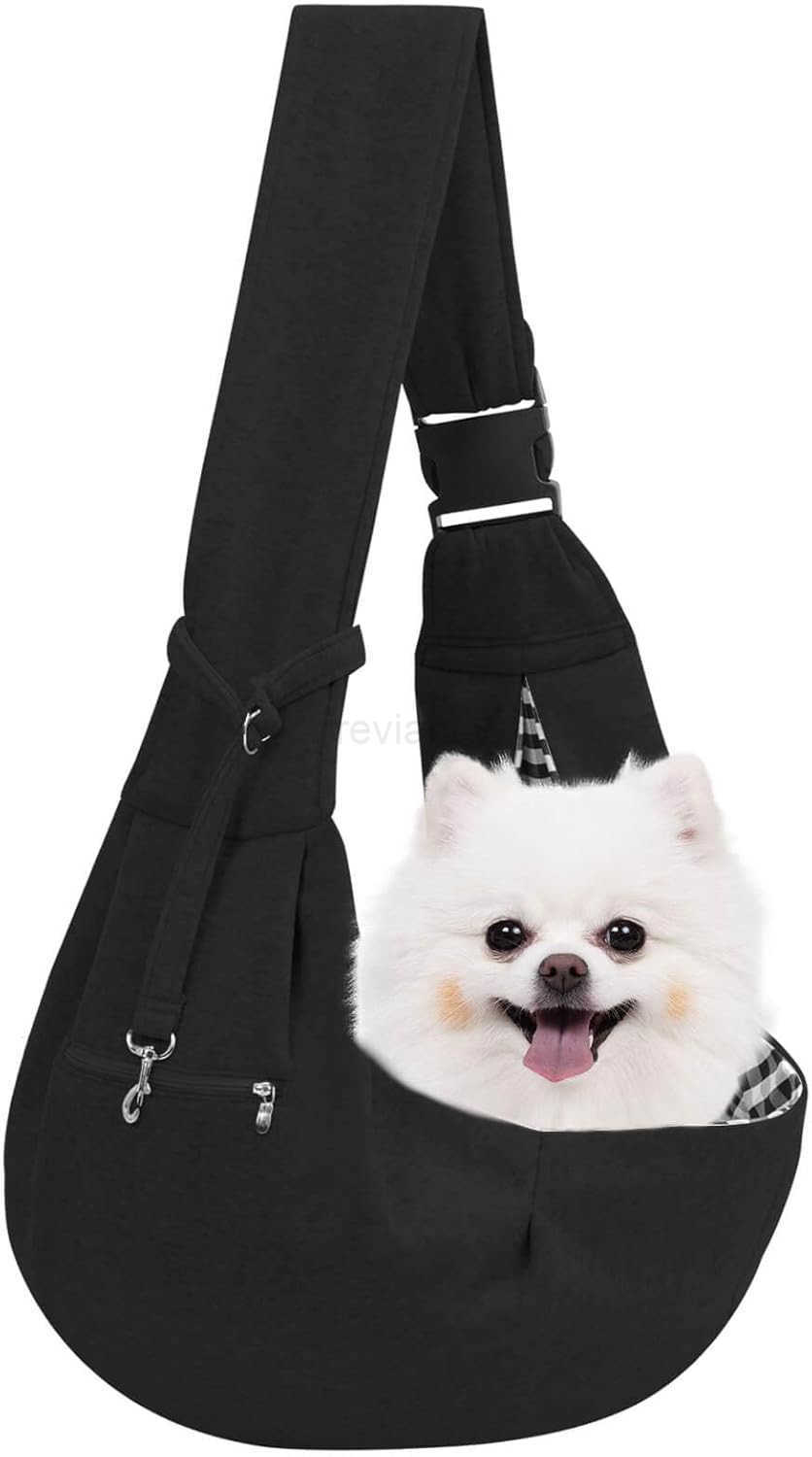 Dog Carrier Sling HandFree Dog Carriers for Small Dogs and Cats Puppy Sling Carrier with Zipper Purse Pocket Travel Safety Harness Puppy Essentials Bl