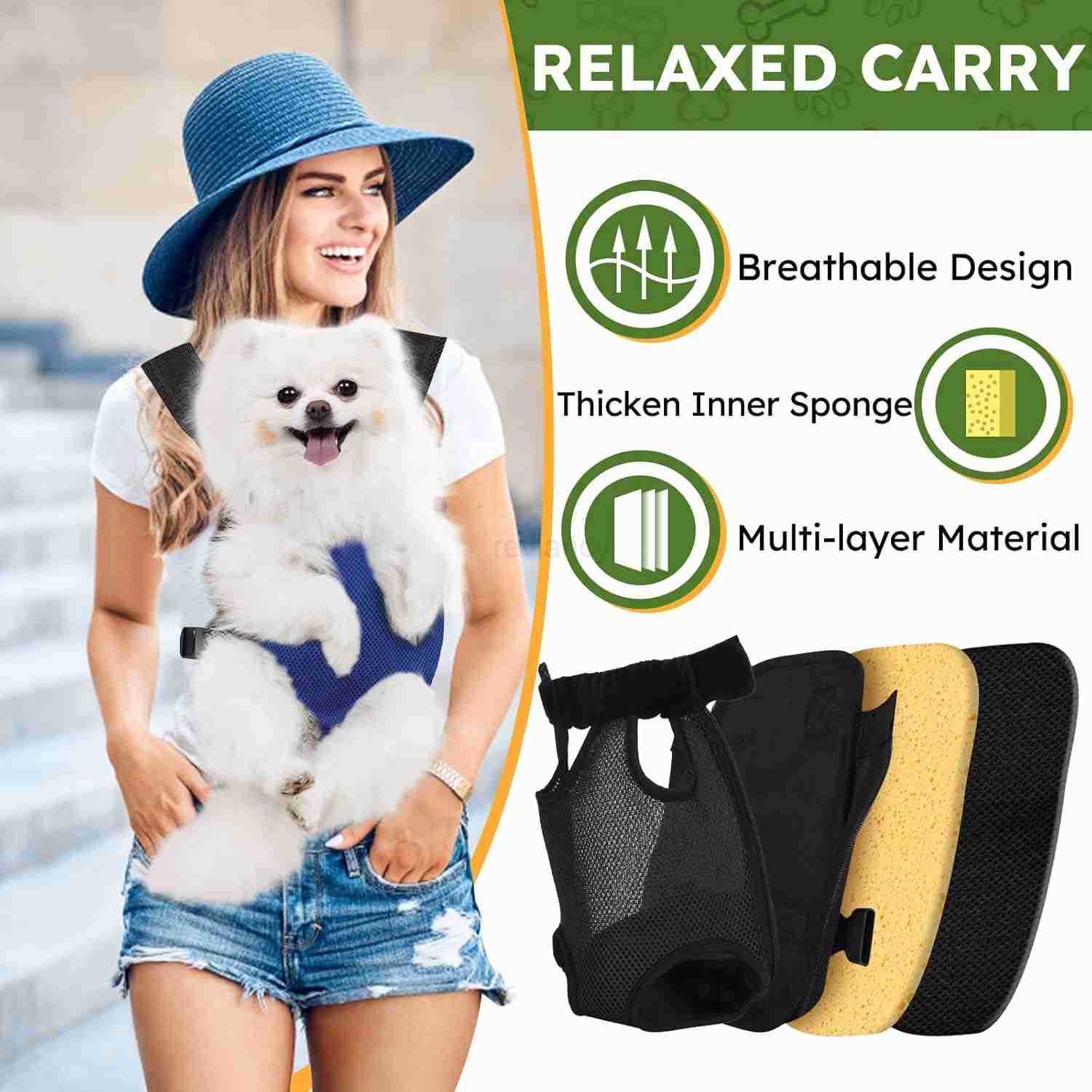 Backpack HandsFree Adjustable Dog Front Carrier Legs Out EasyFit Dog Backpack Carrier for Hiking Camping Traveling Cycling for Small Dogs and Rabbits 