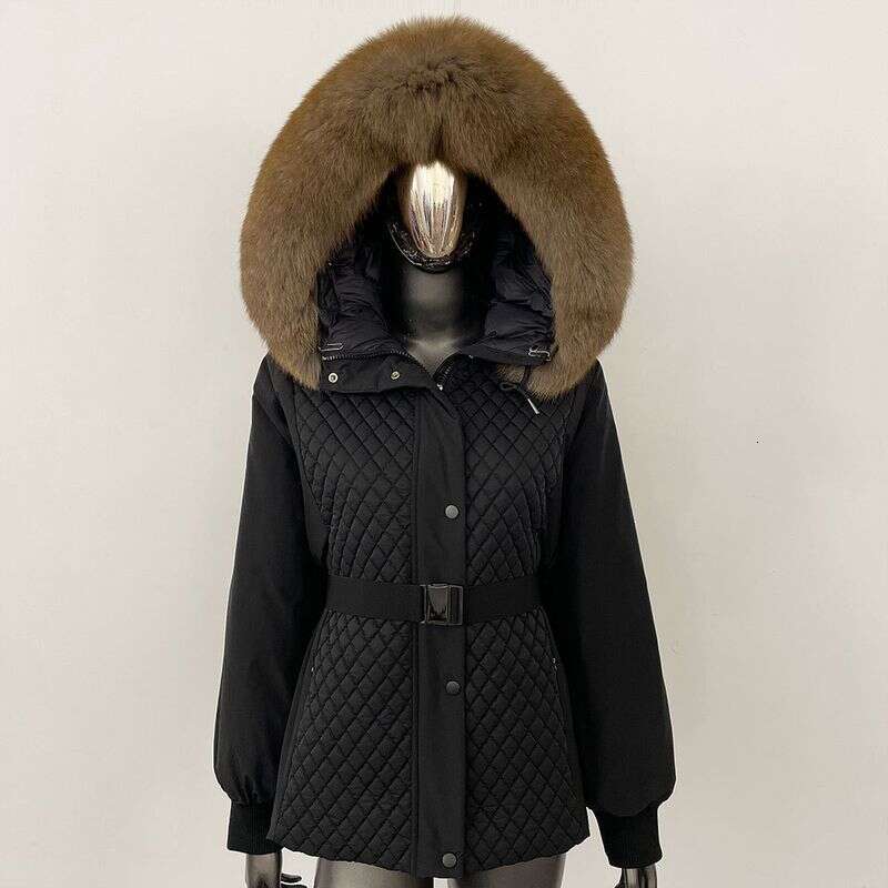 Women's Clothing Hooded Short Slim Waist Down Jacket Women's Petite Temperament Parka Coat Winter New