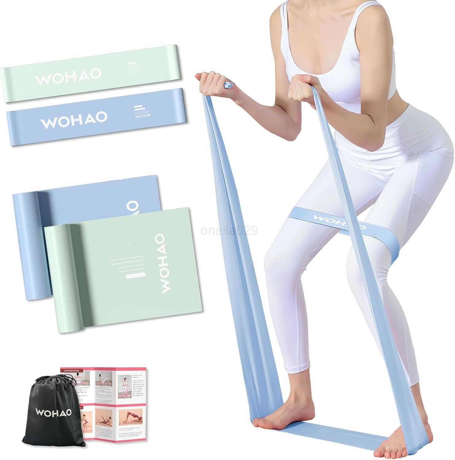 Resistance Band Set Two Resistance Levels Stretch Bands for Working Out Women or Men Strength Training Home Fitness Toning Stretching Yoga Pilates W25