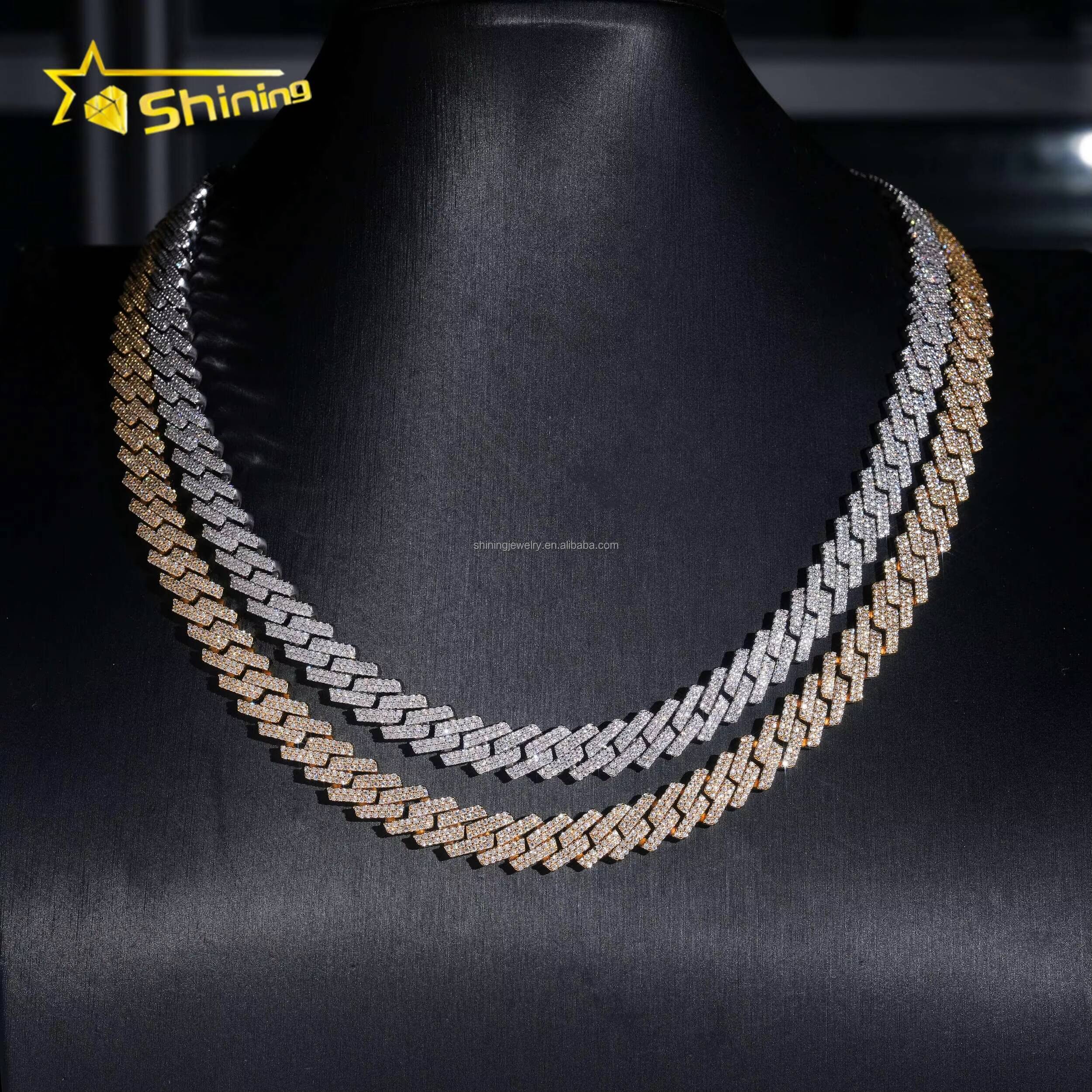 Bulk Stock New Arrivals Prong Setting GRA Certificate S925 10mm Iced Out VVS Moissanite Miami Cuban Link Chain Bracelet Set