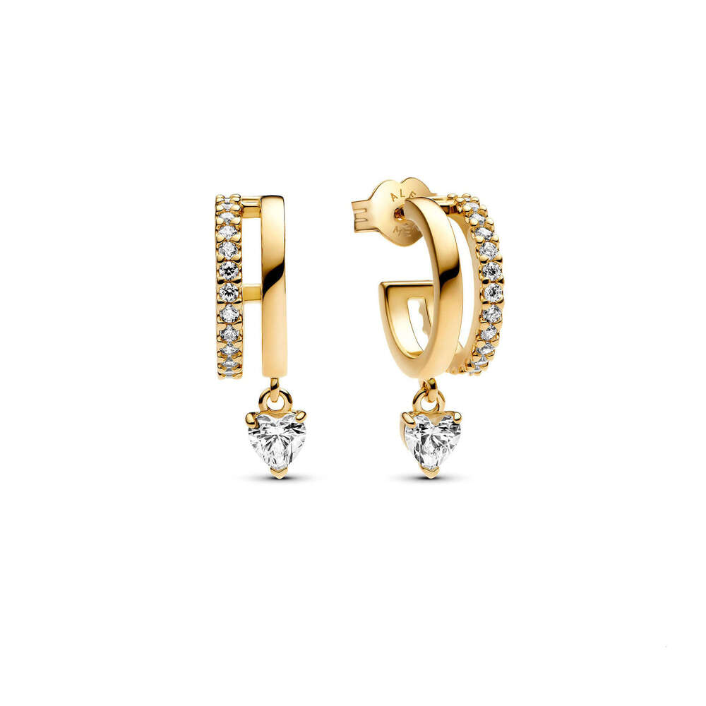 Panjia Dora Plated White Copper Sier New Dia-Encrusted Chain Tassel Heart Series Earrings