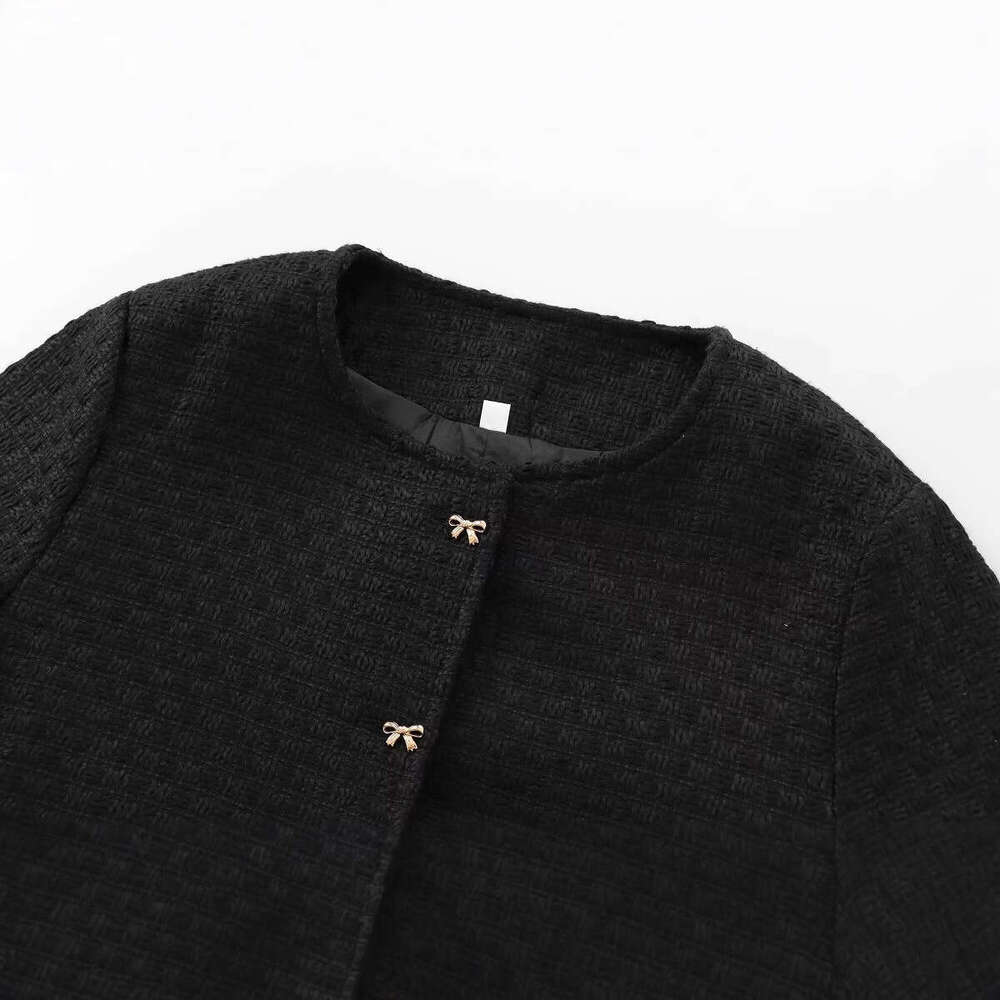 DHEssentials Autumn New Fashionable Round Neck Single-Breasted Solid Color Little Chanel Style Women's Jacket 5854521