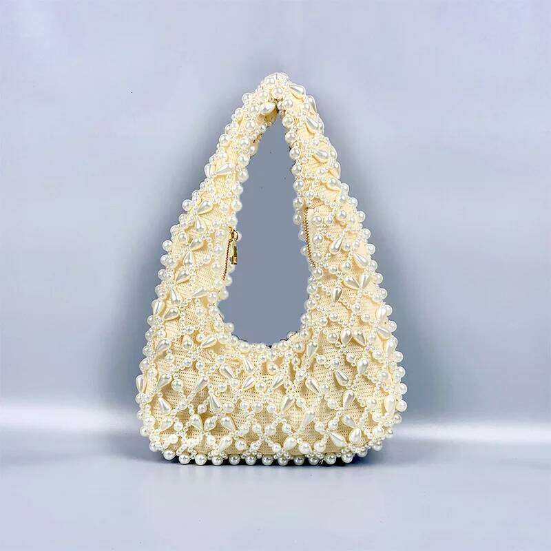 New Fashion Women Shoulder Messenger Solid Rhinestone Pearl Chain Handbags Tote Female Evening Party Crossbody Bags