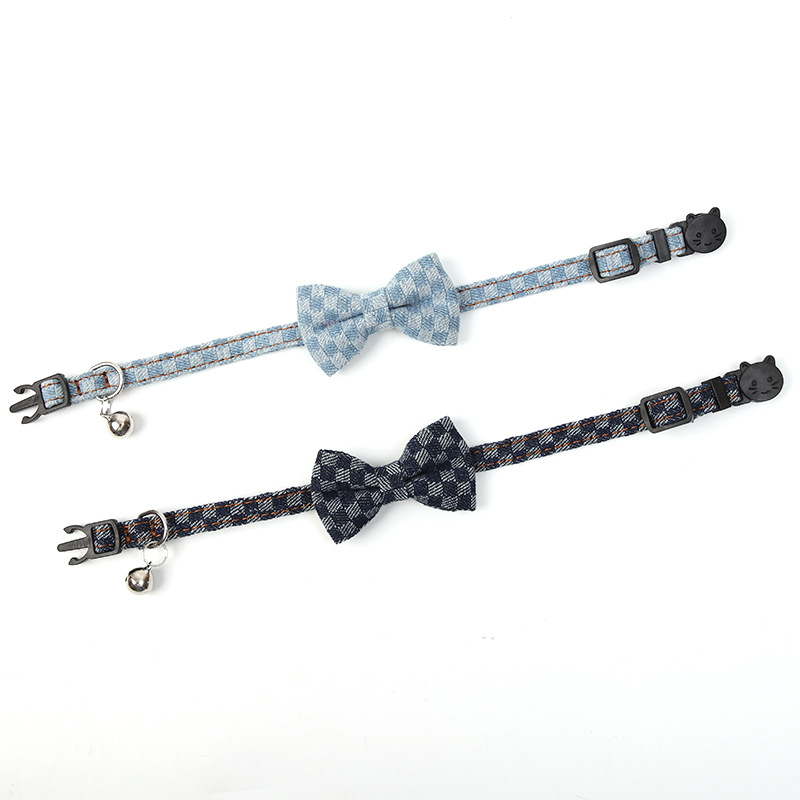 Designer Pet collar - Cat bell collar - Checkered cute Teddy dog collar - Small-sized puppies