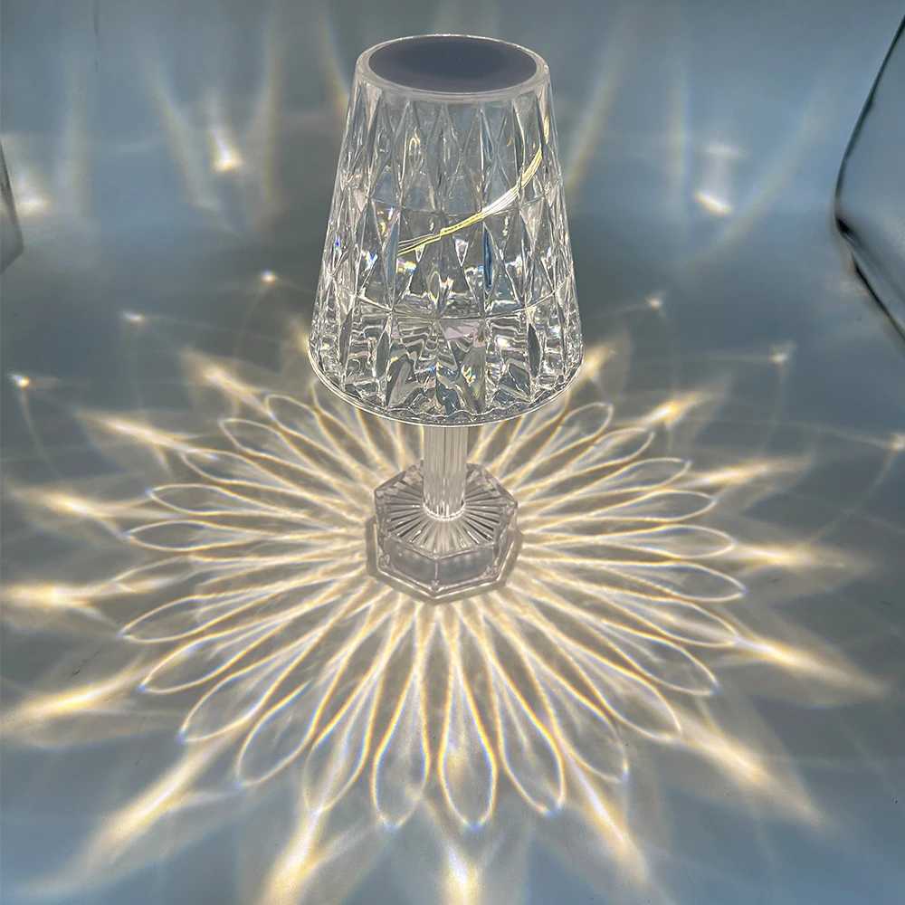 Diamond Crystal Projection Night Lights USB Charging Touch Control Restaurant Decoration Desk Light Bedside Night Lamp C250912