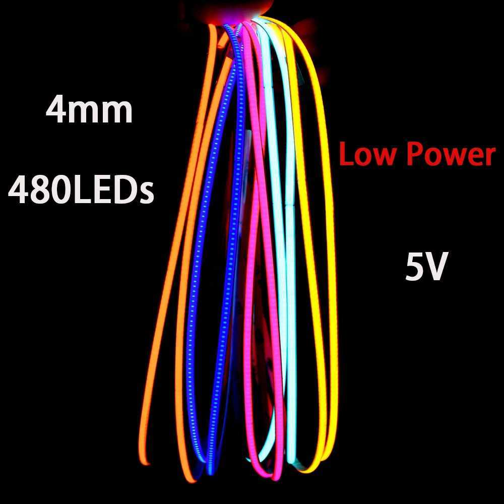 5V 4mm COB LED Strip Lights 480LEDs For Car FOB Bar Room Decoration Warm Nature White Red Blue Flexible Ribbon Linear Lighting C250912