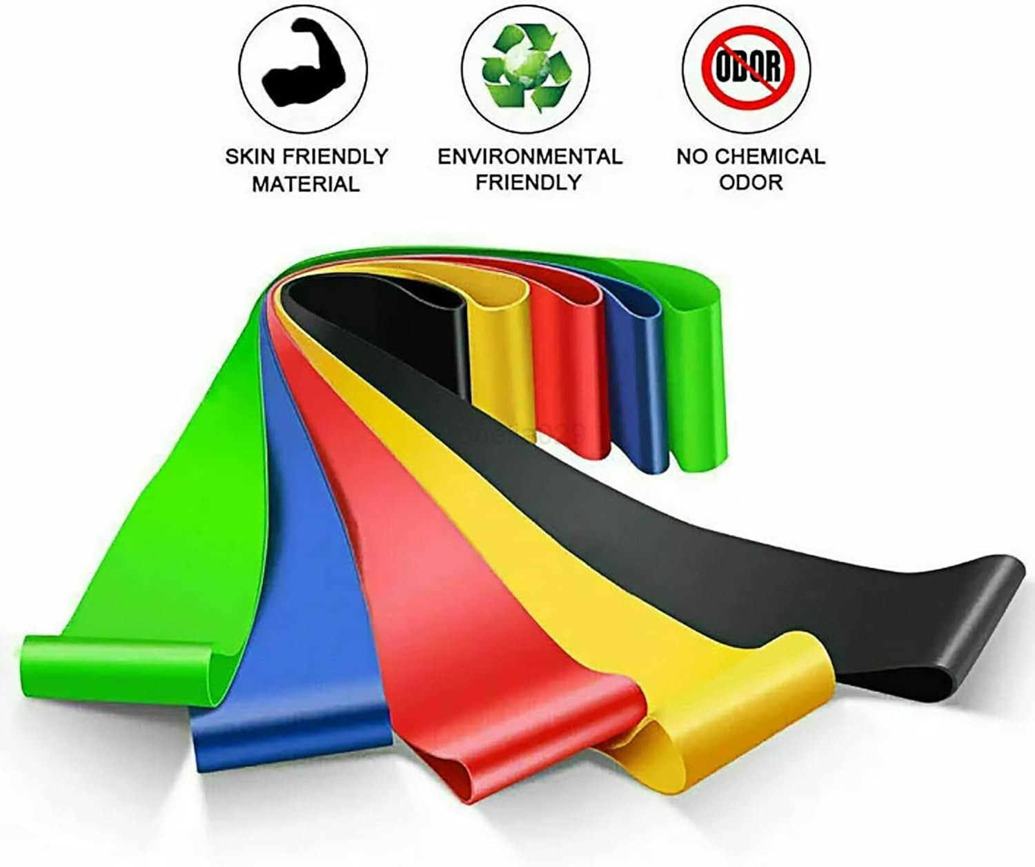 Resistance Bands Set of 5 Exercise Loop Bands for Men Women Fitness Yoga Stretching Physical Therapy with Carry Bag W250912