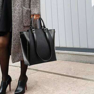 NEW Brand Rivet Big Size Vintage PU Tote Handbag Women's Casual Large Capacity Shoulder Bag Girl Retro Travel Bolsa