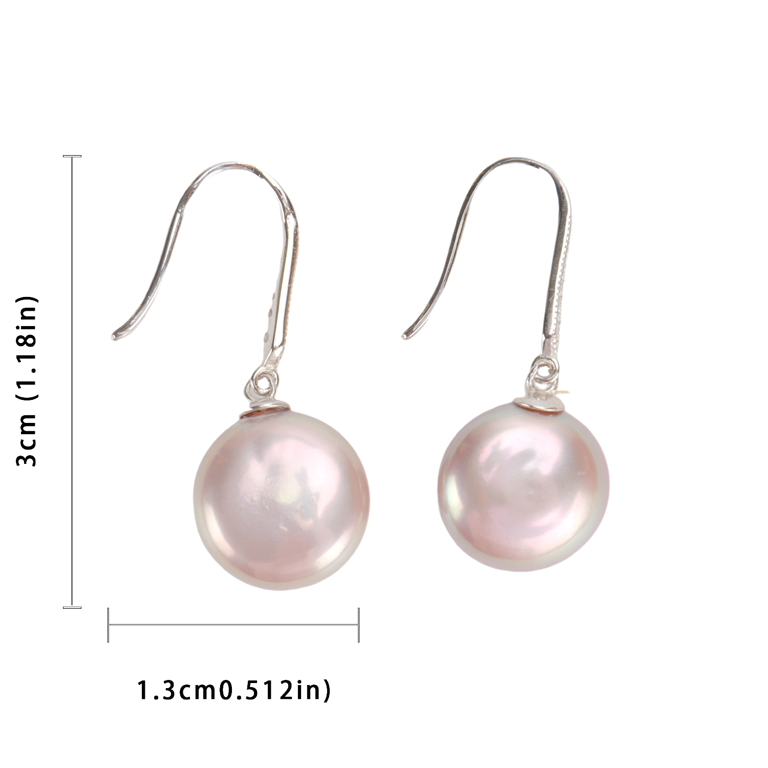12-13mm Powder Purple Baroque Pearl S925 Sterling Silver Ear Hooks S925 Silver Freshwater Pearl Stud Earrings Fashionable, Versatile, Trendy Anniversa