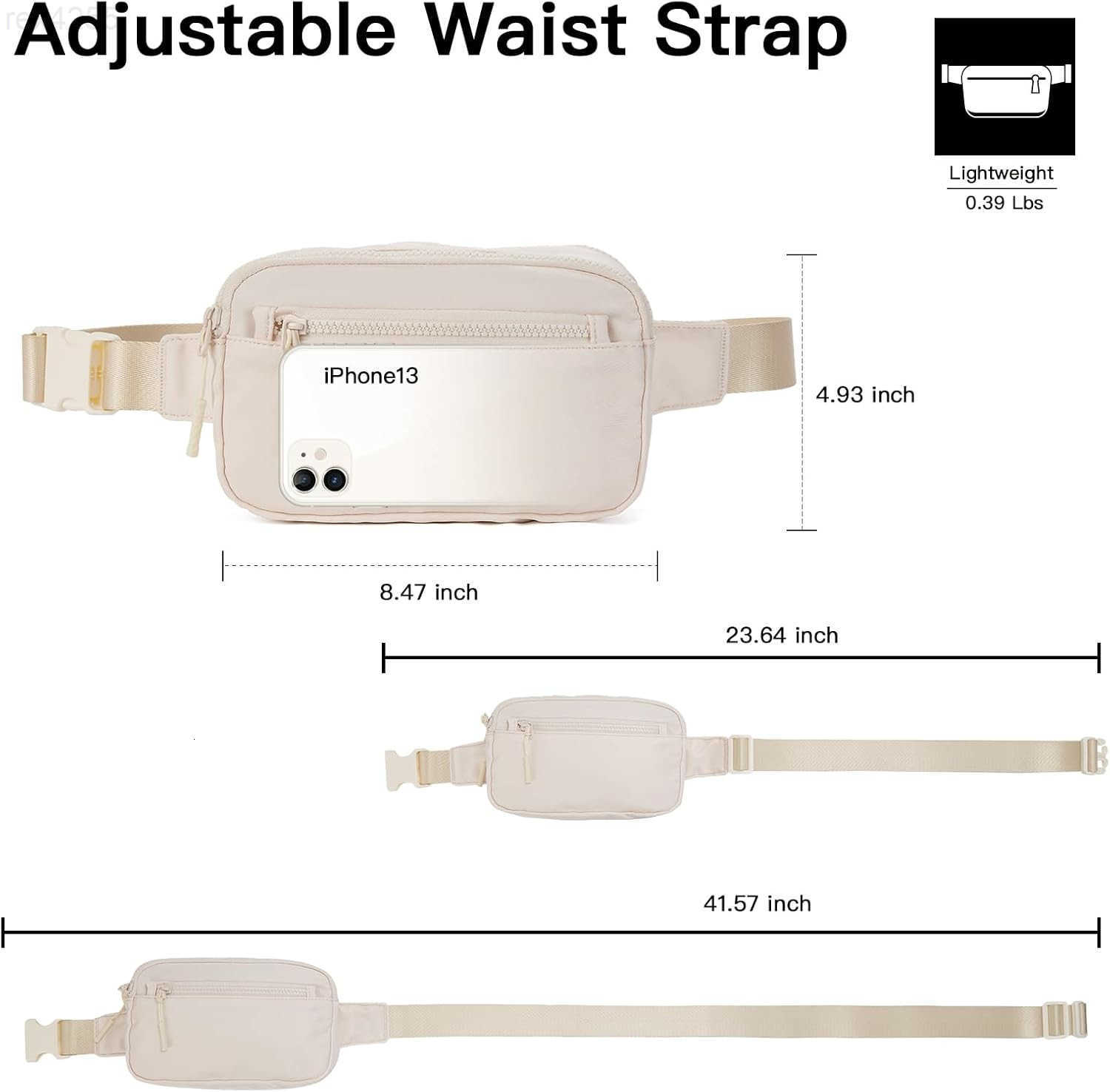 Fanny Packs for Women Men Fashionable Cross Body Belt Bag with Adjustable Straps BeigeW250912