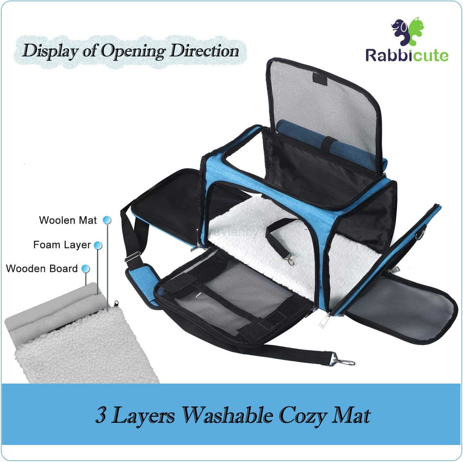 Pet Dog Cat Carrier Bag for Medium Small Dog Cat with Washable Cozy Bed Locking Safety Zipper Shoulder Strap Airline Approved Pet Carrier Portable Col