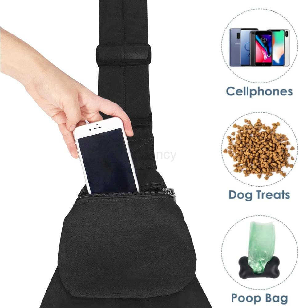 Pet Sling Hand Free Dog Sling Carrier Adjustable Padded Strap Tote Bag Shoulder Bag with Safety Belt Front Pocket for Small Dog Cat Puppy PinkWYSW2509