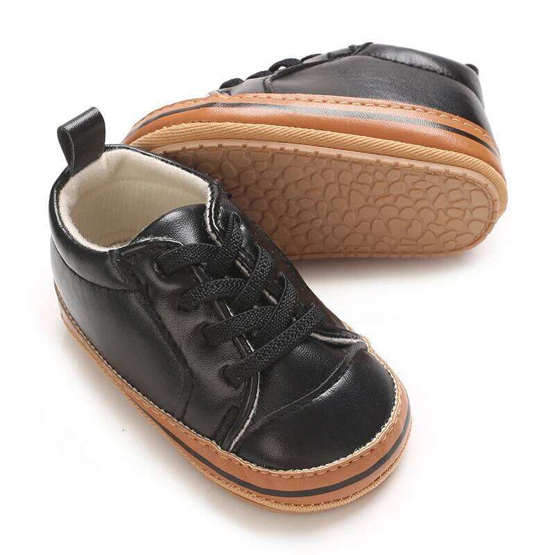 PU Baby Shoes for Boys And Girls 0-1 Year Old Rubber Bottom Anti-Slip Spring Autumn Casual Lace-Up Walking Sneakers