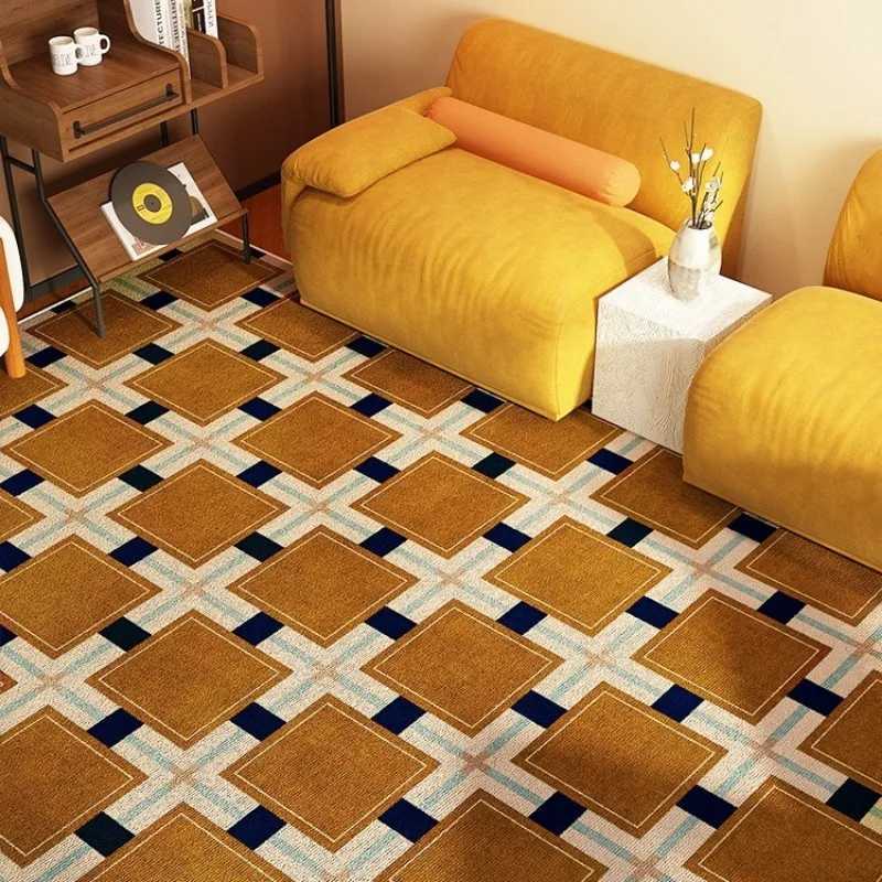 Plaid Retro Carpet Living Room Large Area Study Bedroom Bedside Soft Floor Mat Room Leisure Area Coffee Table Rug Tapis C250912