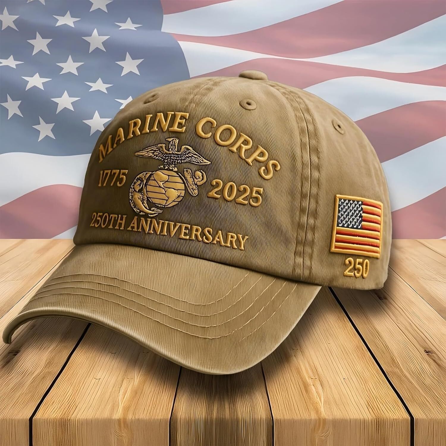 Corps 250th Anniversary Baseball Cap Men, Adjustable Retro Marine Veteran Cap, for Veterans