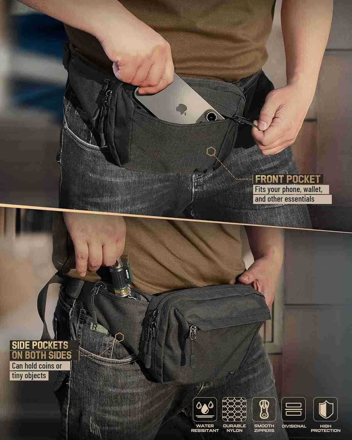 Concealed Carry Fanny Pack CCW Fanny Pack Waist Bag for Men Hip Bag Compact Belt Bag for Hiking EDC Waist PackAdjustable Up to 60 WaistW250912